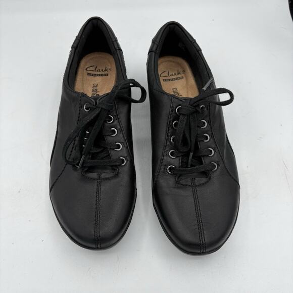 Clarks Collection Shoes Womens 7.5 Everlay Elma‎ Black Leather Oxford Lace Up - Picture 3 of 9